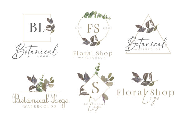 Download Watercolor Botanical Logo Kit Pack - Logo kit Collection