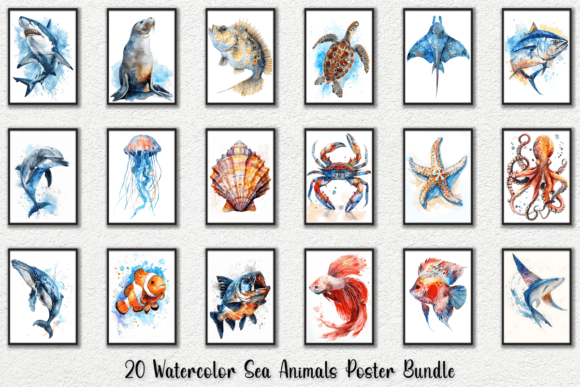 Download Watercolor Sea Animals Wall Art Posters - Posters Collection