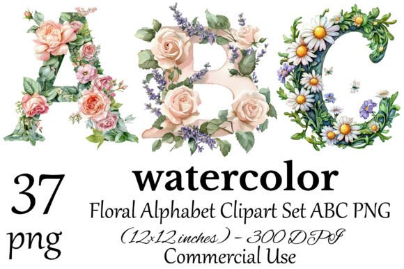 Download Floral Alphabet Clipart Set ABC PNG - Abc Collection