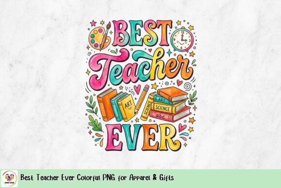 Download Best Teacher Ever Colorful PNG for Apparel &amp; Gifts - Premium Resources