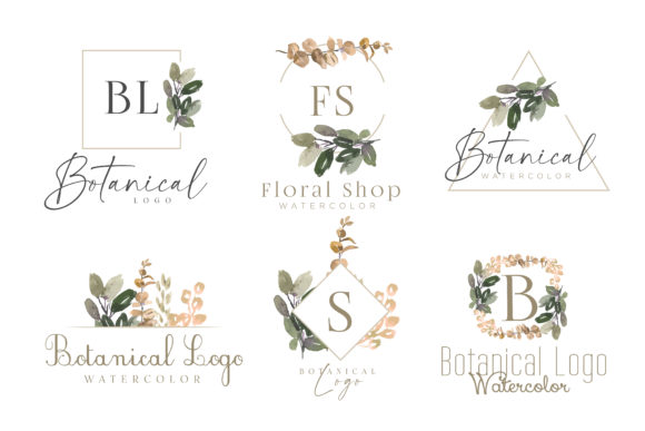Download Watercolor Botanical Logo Kit Pack - Logo kit Collection